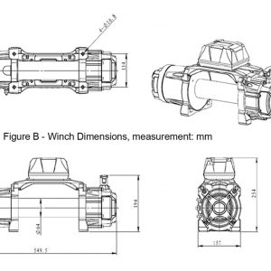 dimensions 13500 kartt electric winch